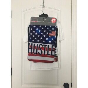 Hustler Youth Boys Patriotic Theme Piece Set Clinch Sack Bag & T-Shirt Size M